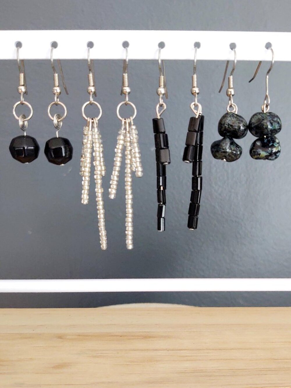 4 pair bundle handcrafted beaded earrings